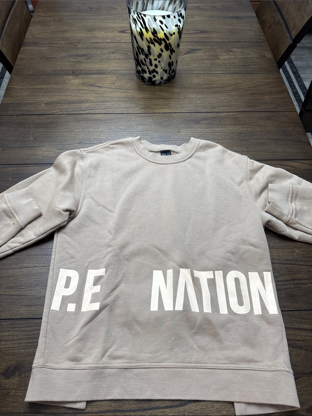 P.E Nation woman Crewneck Sweatshirt in Taupe with White Logo